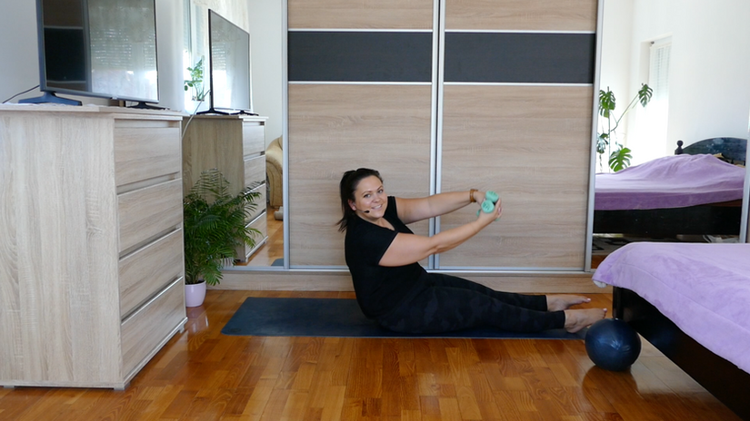 Pilates ballon et halteres